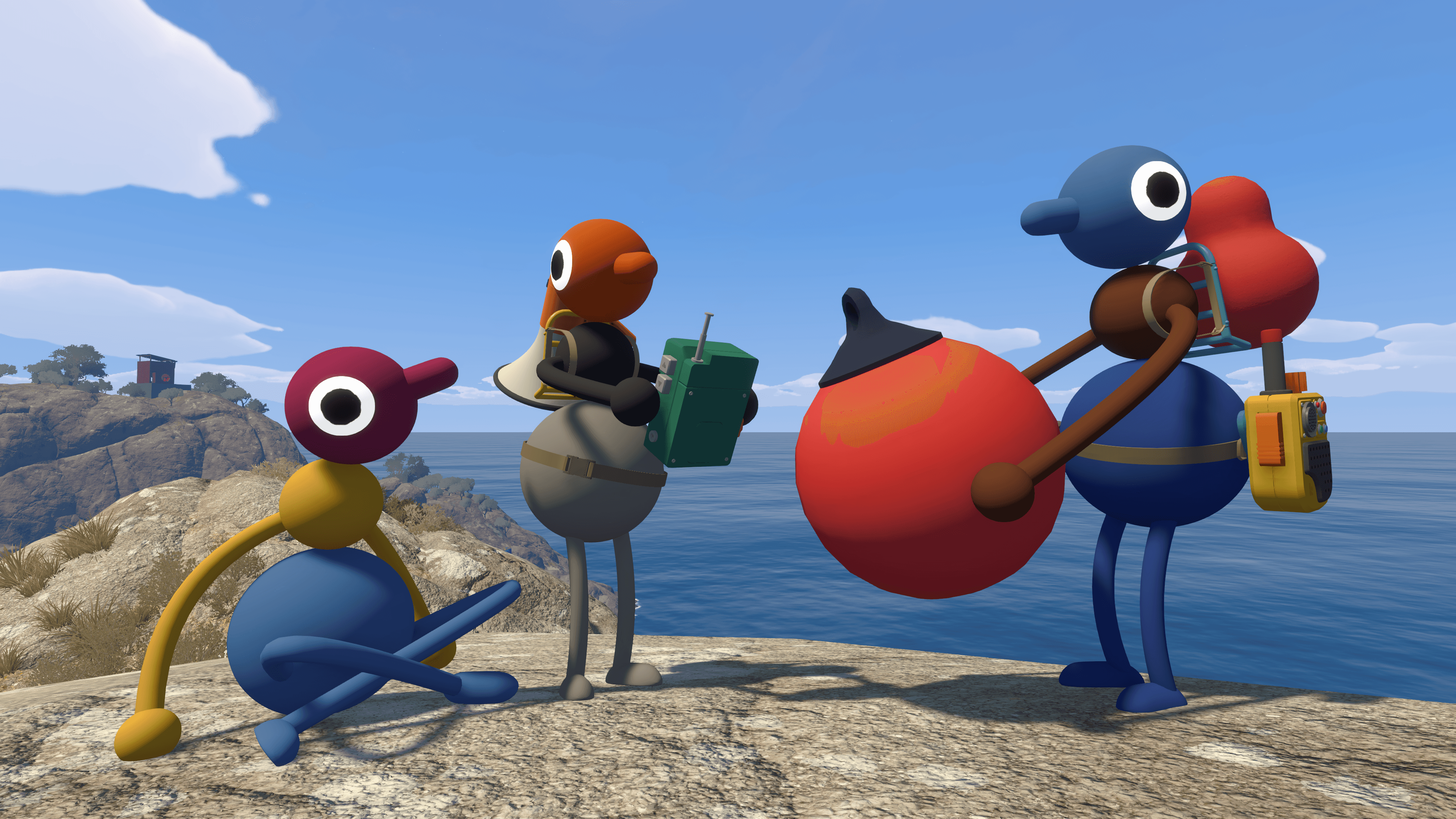 Friends standing together on a Big Walk island